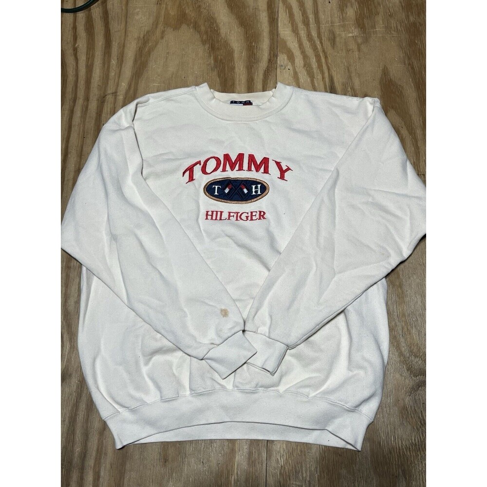 tommy hilfiger crewneck sweatshirt Men XL Knit Pullover @h2 Embroidered 90’s